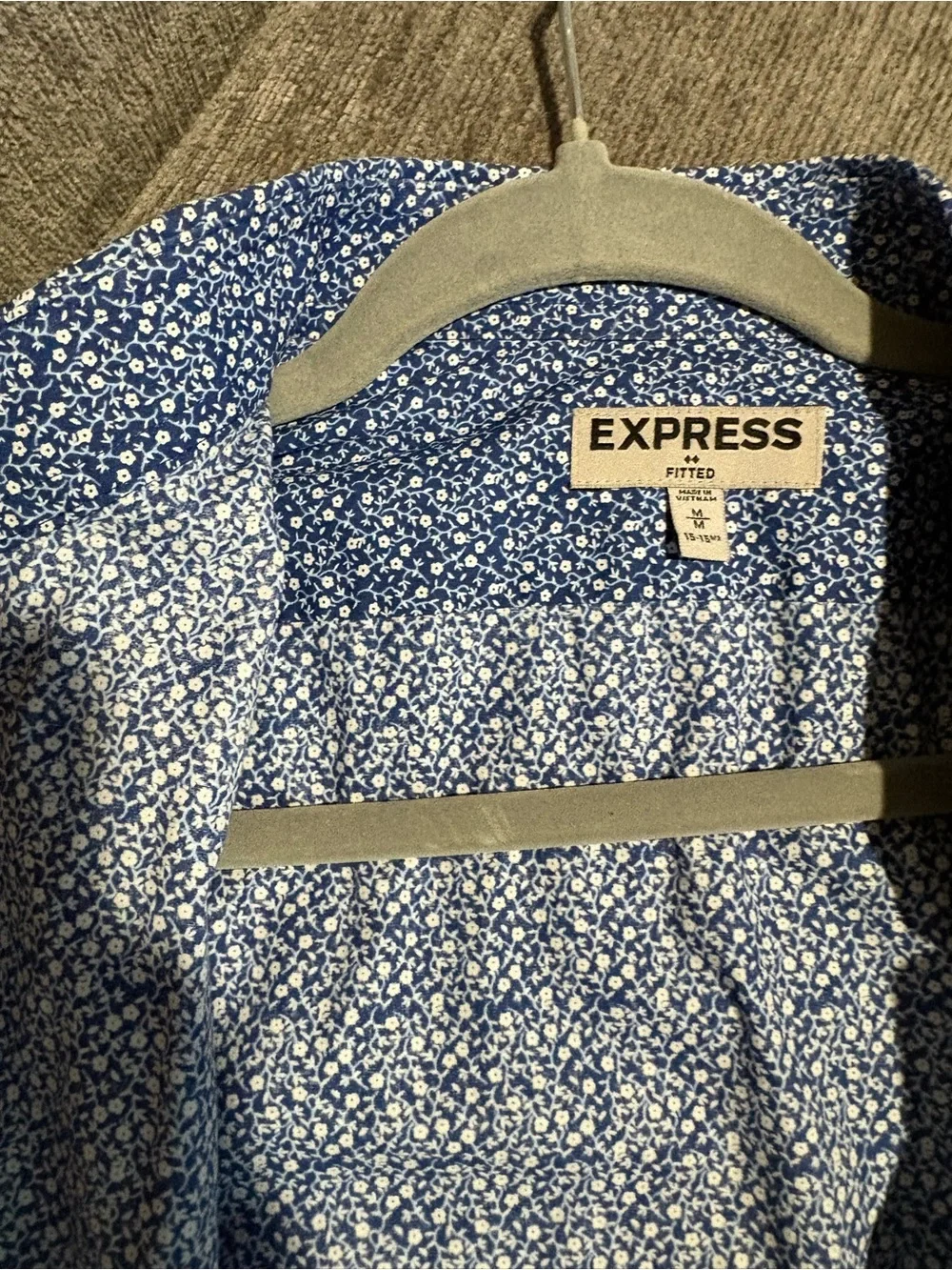 Banana Republic & Express Men's Blue and White Gingham Button-Down Shirt